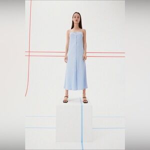 Zara Light Blue Button Down Maxi Dress SZ Small Cotton